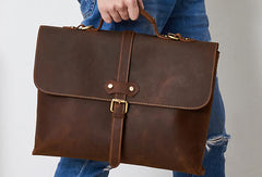 Vintage Brown Leather Briefcase Business Bag Work Bag Work HandBag For Men