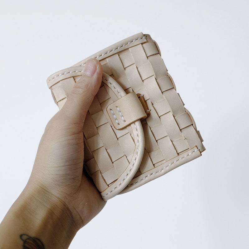 Handmade LEATHER Womens Braided Small Wallet Leather Card Small Wallet FOR Women