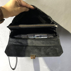 CASUAL BLACK LEATHER MEN'S Long Wallet Clutch Wallet BLACK Wristlet Wallet FOR MEN