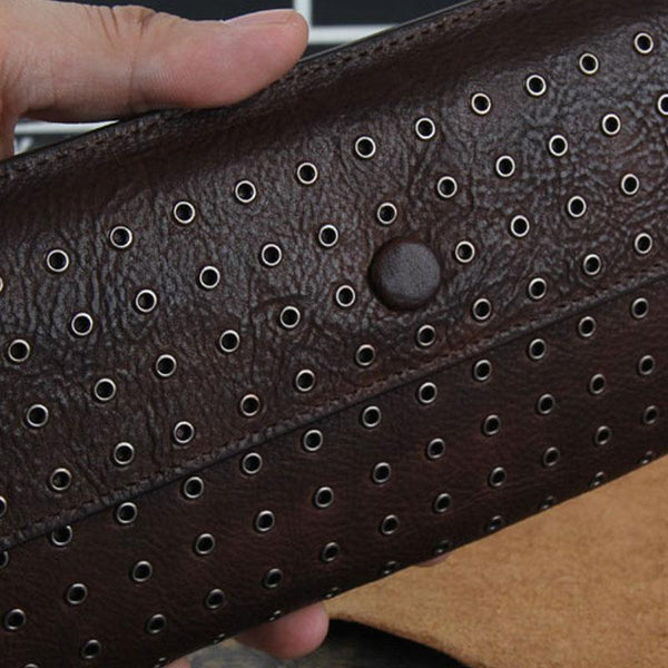 Genuine Leather Mens Cool Long Leather Wallet Zipper Clutch Wristlet Wallet for YBL02381145