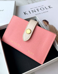 Cute Women Light Pink Small Leather Card Holders Slim Card Wallet Green Credit Card Holder For Women