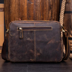 Casual Coffee Leather 10 inches Small Courier Bag Messenger Bags Postman Bags for Men