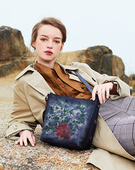 Best Green Leather Womens Vintage Tote Handbag - Back View