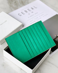Women Green Leather Vertical Card Holder Wallet With Coin Pocket Slim Card Wallet For Women