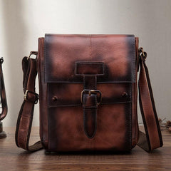 Cool Mens Leather Vintage Small Side Bag Small Messenger bag Shoulder bag For Men