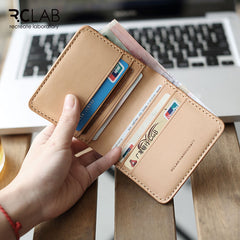 Handmade Leather Minimalist Womens Mens Bifold Small Wallets billfold Wallets for Men