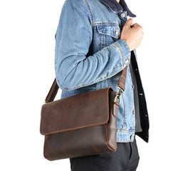Cool Leather Messenger Bag Side Bag Vintage Shoulder Bag For Men