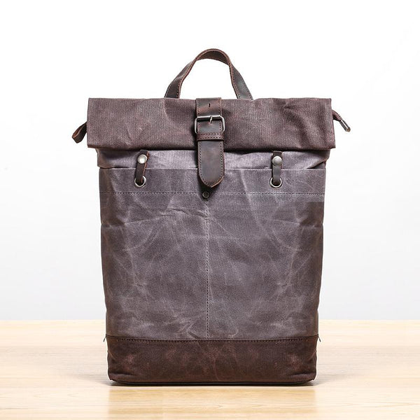 Waxed Canvas Mens Womens 14'' Travel Backpack Roll Up Backpack School Backpack f JCYC01991023