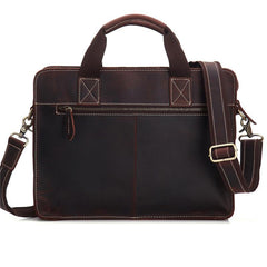 Vintage Mens Leather 14inch Laptop Briefcase Handbag Work Bag Business Bag Shoulder Bag For Men