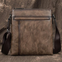 Brown  LEATHER MEN'S Small Side bag Square MESSENGER BAG Tan Square Courier Bag FOR MEN