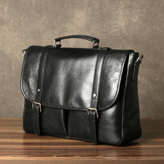 Genuine Leather Mens Cool Black Briefcase Work Bag Business Bag for men