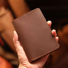 Casual Brown Leather Mens Bifold Passport Holder Travel billfold Wallet Holder For Men