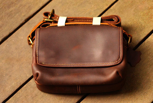 Cool Vintage Leather Mens Small Messenger Bag for men