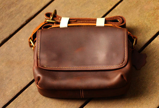 Cool Vintage Leather Mens Small Messenger Bag for men