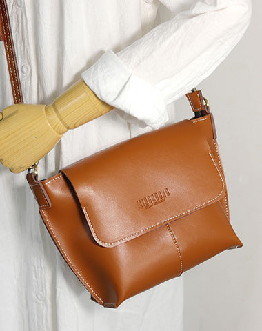 Cute Brown LEATHER Side Bag Handmade WOMEN Brown Crossbody BAG Phone Purse FOR WOMEN