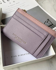 Cute Women Purple Vegan Leather Slim Card Holders Small Card Wallet Card Holder Credit Card Holder For Women