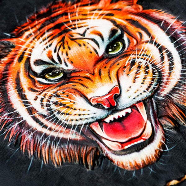 Handmade Leather Tiger Tooled Mens billfold Wallet Cool Clutch Wristlet Bag Chai CJ04691195