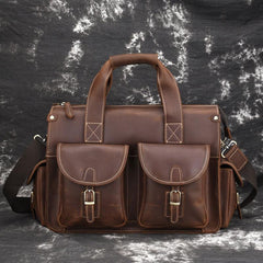 Cool Leather Briefcase 14inch Laptop Handbag Work Bag Travel Bag For Men