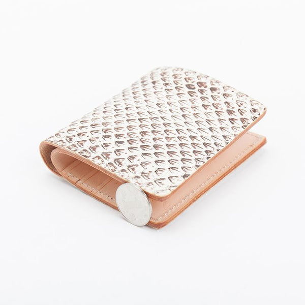Handmade Shiny Silver Leather Mens billfold Wallet Snakeskin Bifold Small Wallet MBB01681016