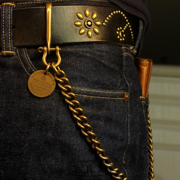 Cool Brass Mens Biker Wallet Chain Gold Wallet Chain Pants Chain For Men ZLS01381003