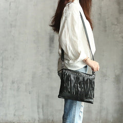 Vintage WOMENs LEATHER Tassels Shoulder Bag Handmade Crossbody Purse With tassels