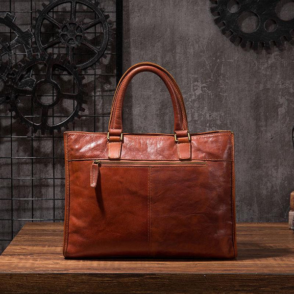 Cool Brown Coffee Leather Mens Briefcase 14inch Laptop Bag Work Handbag Business REAL05891016