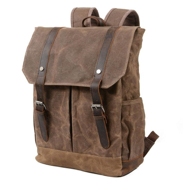 Waxed Canvas Leather Mens Backpacks Canvas Travel Backpack Canvas School Backpac QGX01851005