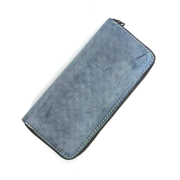 Simple Handmade Mens Red Long Wallet Blue Bifold Long Card Wallet Clutch Zipper CZPY02251005