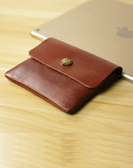 Cute Women Brown Leather Mini Coin Wallet Crown Change Wallet For Women
