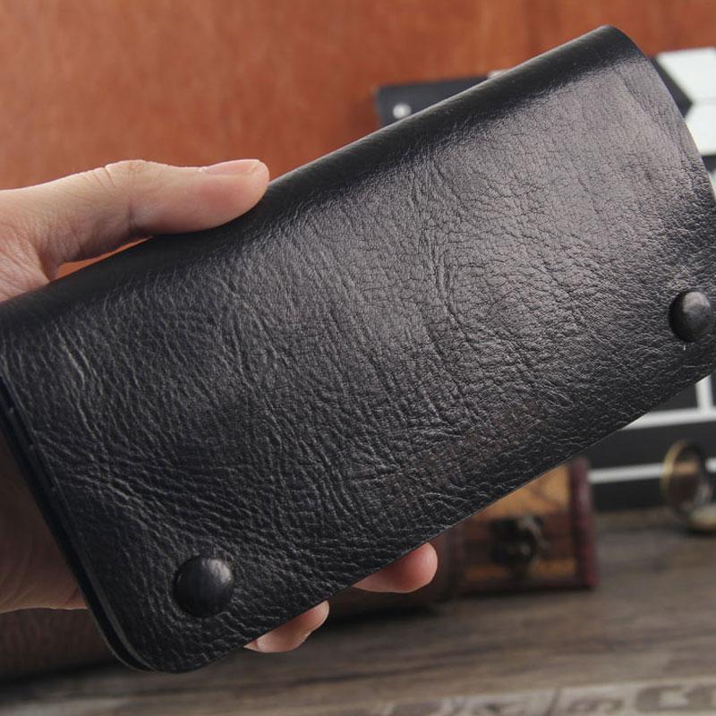 Handmade Genuine Leather Mens Cool Long Leather - Back View