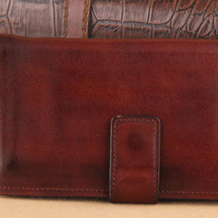 Genuine Leather Mens Cool Biker Chain Wallet Long Leather Wallet Slim Clutch Wristlet Wallet for Men