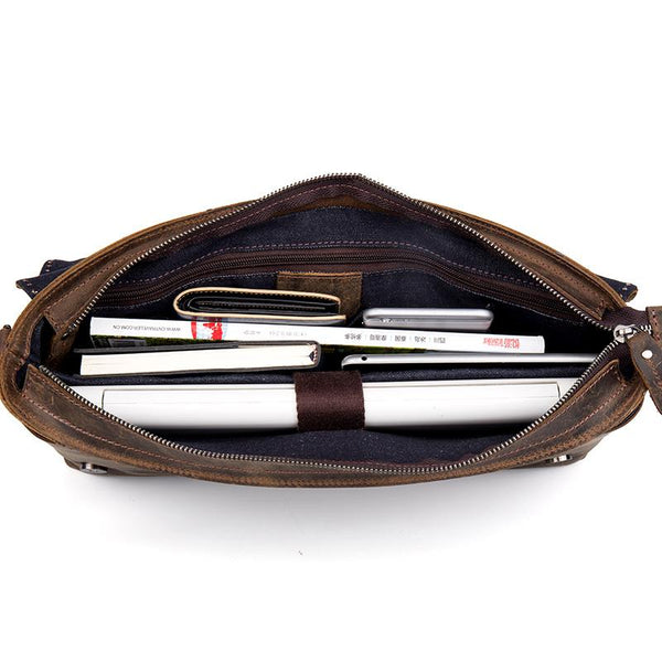 Vintage Dark Brown Leather Mens 15 inches Briefcase Laptop Bag Business Side Bag MSG05681244
