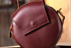 Handmade handbag purse leather round crossbody bag purse shoulder bag for women