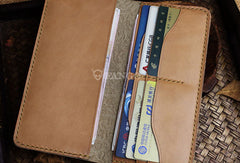 Handmade long leather wallet floral leather clutch wallet for women men - EverHandmade