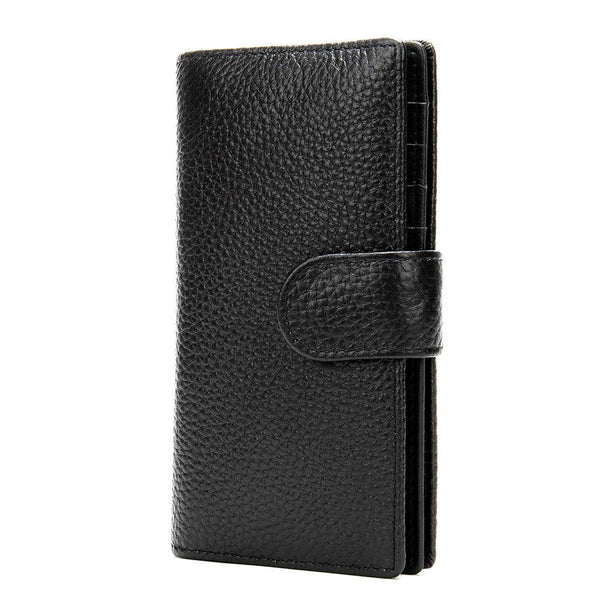 Black Leather Men's Wallet Trifold Long Wallet Multi Cards Long Wallet For Men FY01681020