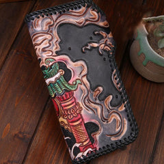 Handmade Leather Carp Mens Chain Biker Wallet Cool Leather Wallet With Chain Wallets for Men