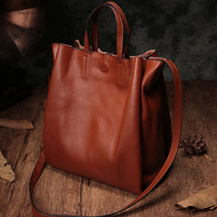 Dark Brown Leather Handbag Tote Shopper Bag Shoulder Tote Purse For Women