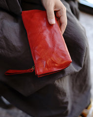 Vintage Black Leather Wristlet Wallet Womens Zip Around Wallets Black Ladies Zipper Clutch Wallet for Women