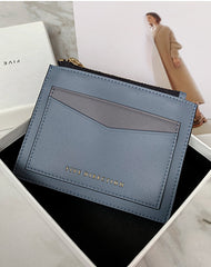 Cute Women Dark Pink Vegan Leather Card Holders Slim KeyChain Card Wallet Zip Change Wallet For Women