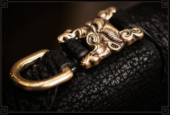Handmade Leather Small Tooled Mens Cool billfold Wallet Chain Wallets Biker Wallet for Men