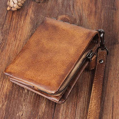 Handmade Leather Mens Chain Biker Wallet Cool Leather Wallet Wrist Wallets for Men