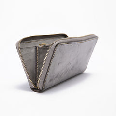 Gray Pink Womens Leather Zipper Long Wallet Phone Long Clutch Wallet for Women