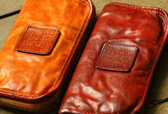 Genuine Leather Wallet Bifold Handmade Zip Long Wallet Purse Clutch For Mens - EverHandmade