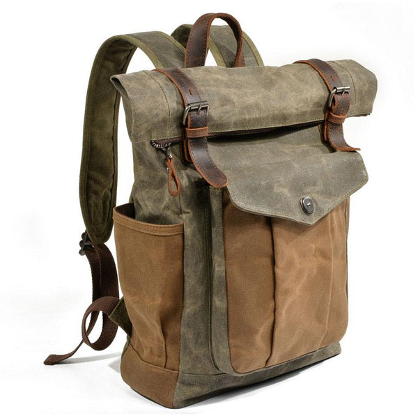 Waxed Canvas Mens Backpack Canvas Travel Backpacks Canvas School Backpack for Me QGX01951018