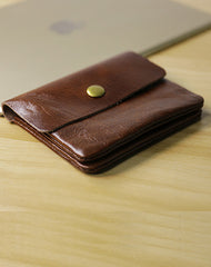 Cute Women Brown Leather Mini Zip Coin Wallets Change Wallets Slim Billfold Wallet For Women