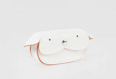 Handmade leather white dog cute billfold coin change wallet card wallet for women - EverHandmade