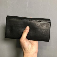 Handmade Genuine Leather Mens Cool Long Leather Wallet Phone Wallet Clutch Wallet for Men