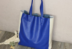 Genuine Leather Bag Handmade Color Block Tote Bag Shoulder Bag Handbag For Women