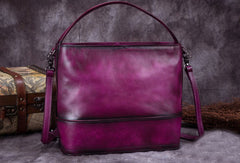 Genuine Leather Bucket Bag Vintage Handbag Bag Shoulder Bag Crossbody Bag Purse Clutch For Women - EverHandmade