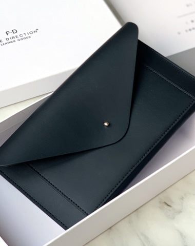 Cute Women Black Leather Envelope Clutch Wallet White Slim Large Long Travel Wallet For Women